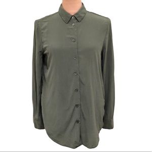 Equipment Silk Sage Green Button Up Long Sleeve Blouse Size Small